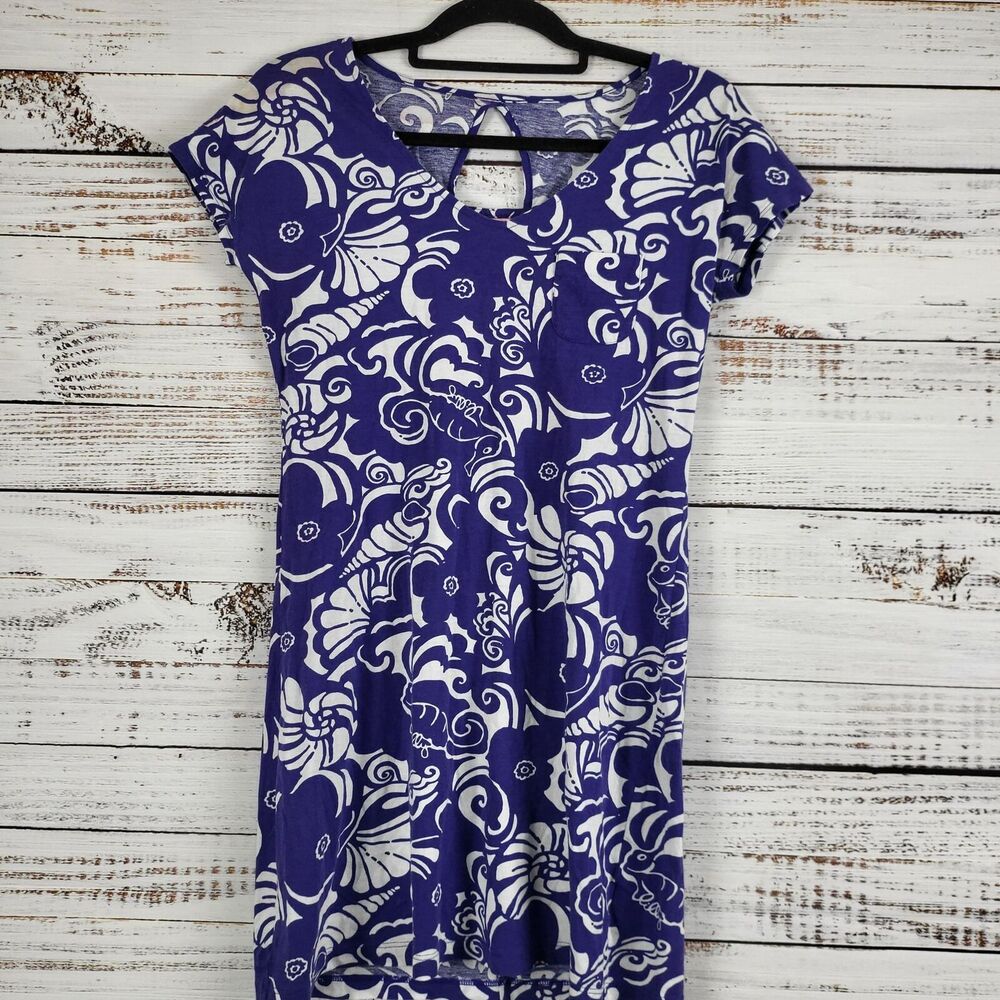 Lilly Pulitzer Mini Dress XS Womens Purple White Geometric Print Pullover